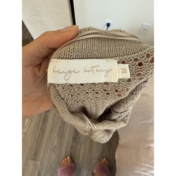 Beige Botany Knit Crochet Cut Out Backless Maxi Dress Taupe Size Womens M - Picture 8 of 11